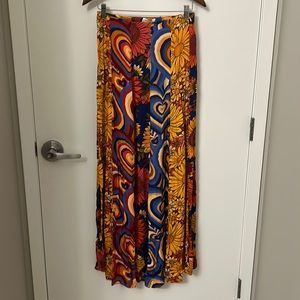 Gorgeous Anthropologie maxi skirt S Blue orange red
